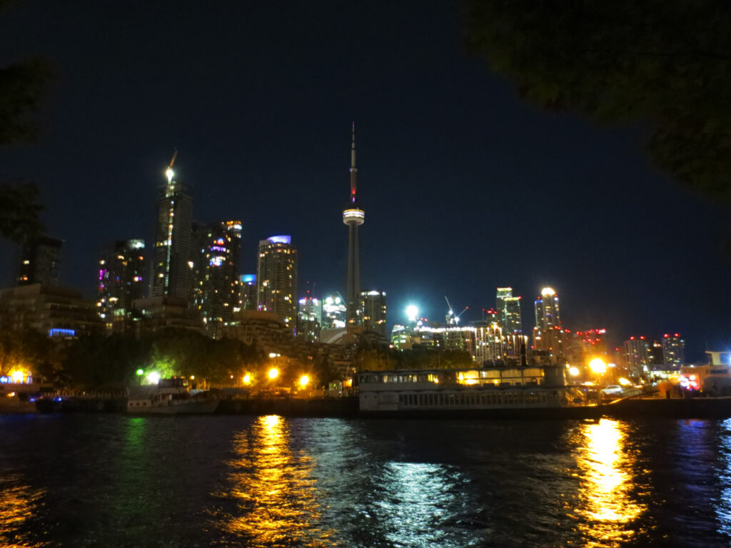 toronto skyline seen from waterfront during nuit blanche all night art festival 1024x768